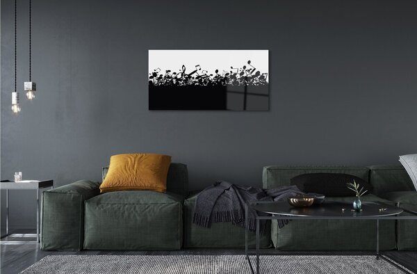 Quadro in vetro Note in bianco e nero 100x50 cm 2 appendini