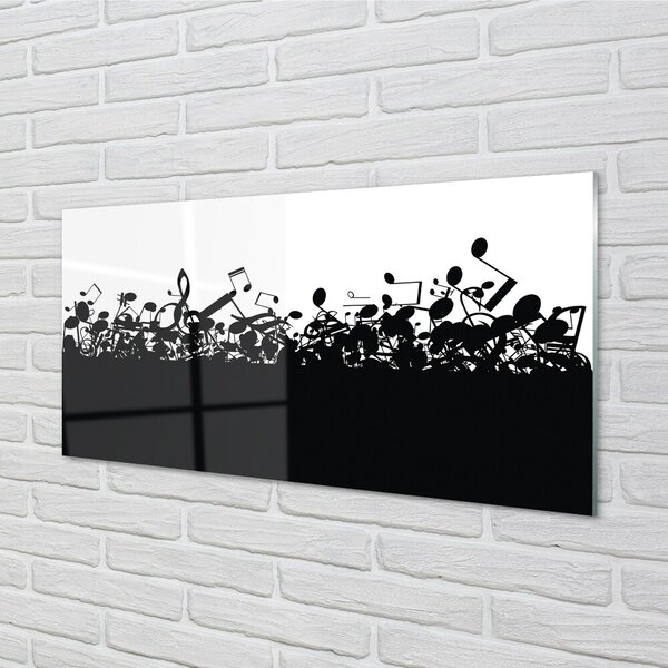 Quadro in vetro Note in bianco e nero 100x50 cm 2 appendini
