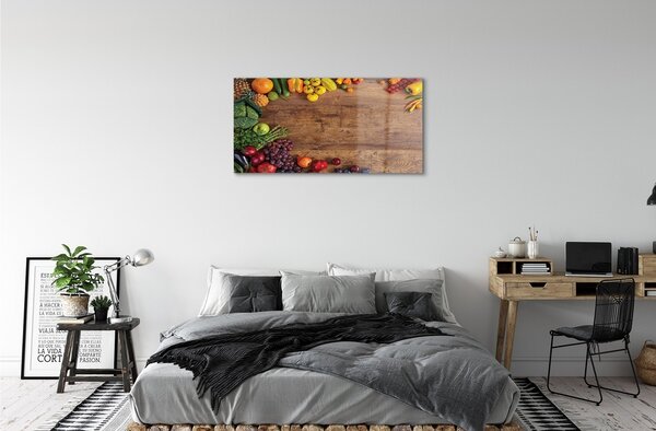 Quadro su vetro Piatto asparagi ananas mela 100x50 cm 2 appendini