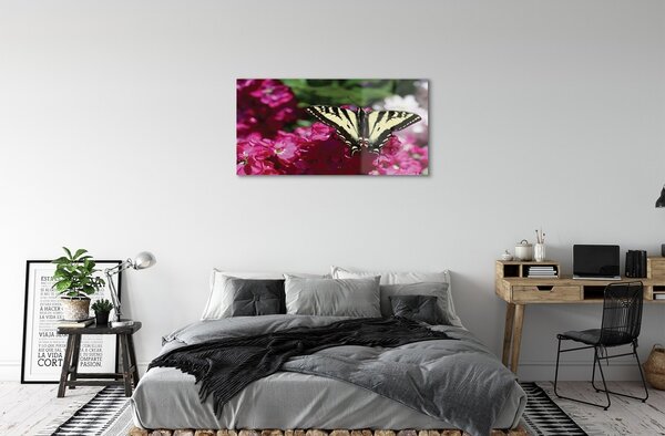 Quadro in vetro Fiori di farfalla 100x50 cm 2 appendini