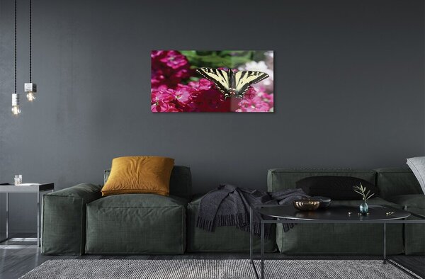 Quadro in vetro Fiori di farfalla 100x50 cm 2 appendini