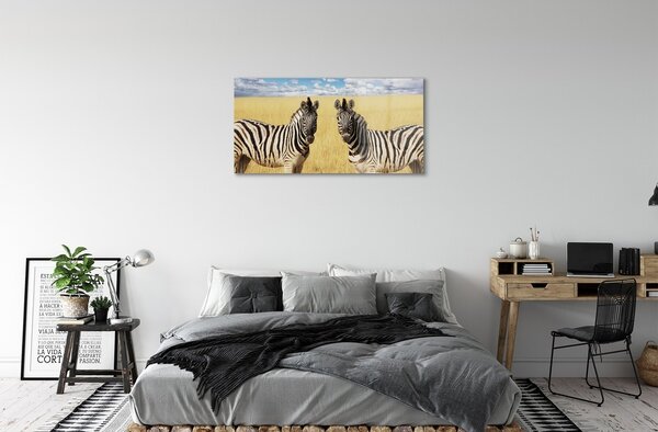 Quadro in vetro Campo zebrato 100x50 cm 2 appendini