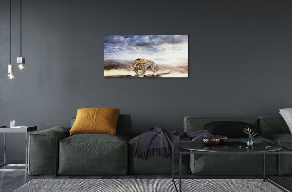 Quadro in vetro Pantera delle nuvole 100x50 cm 2 appendini