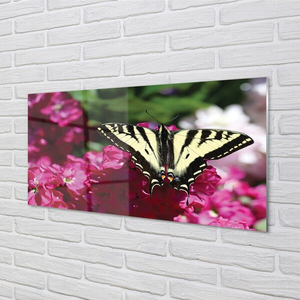 Quadro in vetro Fiori di farfalla 100x50 cm 2 appendini