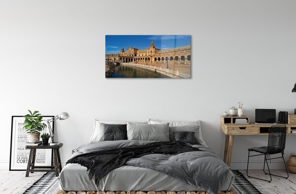 Quadro in vetro Spagna antica città mercato 100x50 cm 2 appendini