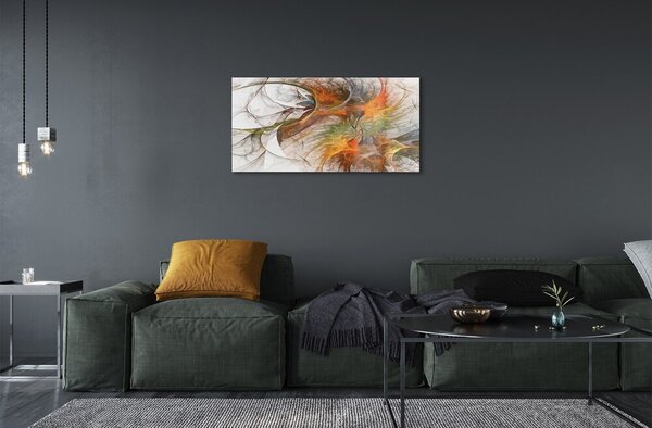 Quadro vetro Frattali geometrici colorati 100x50 cm 2 appendini