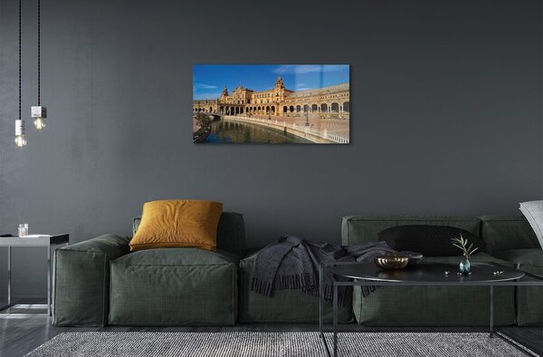 Quadro in vetro Spagna antica città mercato 100x50 cm 2 appendini