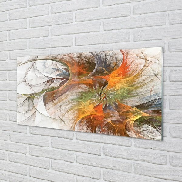 Quadro vetro Frattali geometrici colorati 100x50 cm 2 appendini