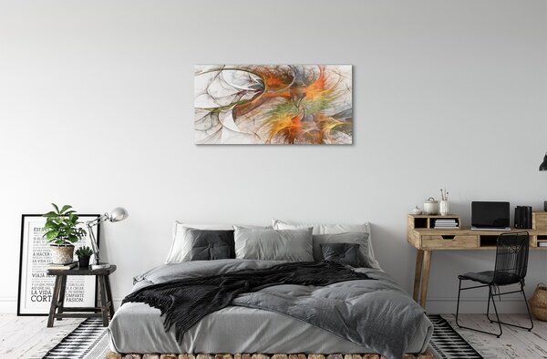 Quadro vetro Frattali geometrici colorati 100x50 cm 2 appendini