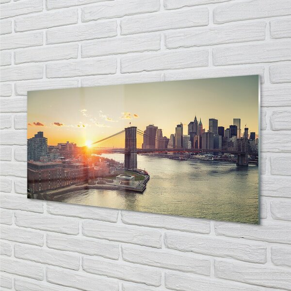 Quadro su vetro Ponte fiume alba 100x50 cm 2 appendini