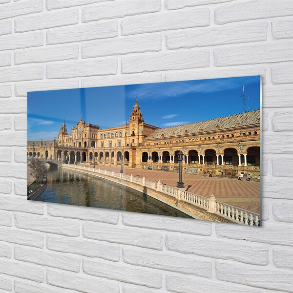 Quadro in vetro Spagna antica città mercato 100x50 cm 2 appendini