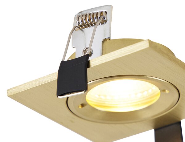 Set di 6 faretti da incasso moderni oro quadrati IP44 - Xena