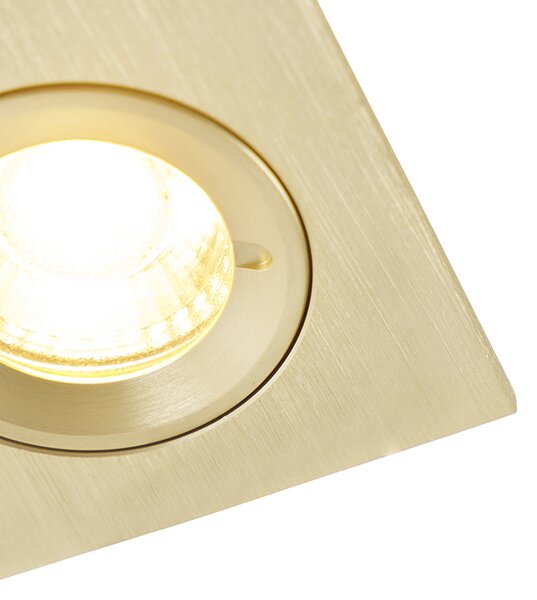 Set di 6 faretti da incasso moderni oro quadrati IP44 - Xena