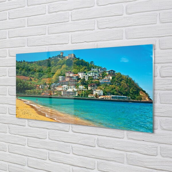 Quadro in vetro Spagna spiaggia città montagna 100x50 cm 2 appendini