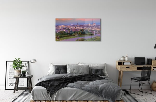 Quadro in vetro Italia fiume panorama 100x50 cm 2 appendini