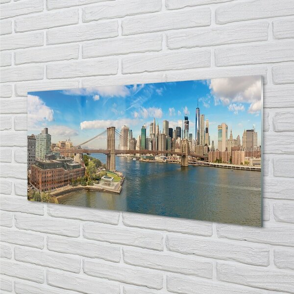 Quadro vetro Ponte panorama grattacieli 100x50 cm 2 appendini