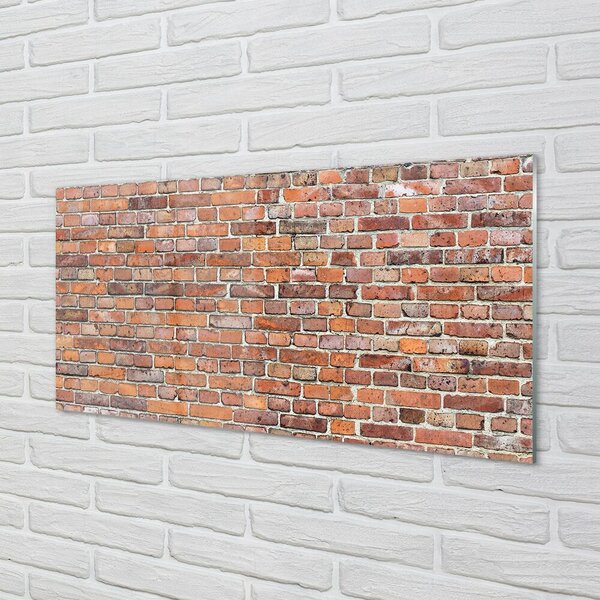 Quadro vetro Muro di mattoni vintage 100x50 cm 2 appendini