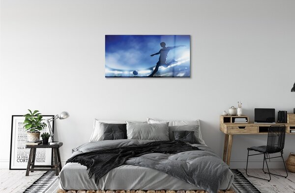 Quadro vetro Uomo luci blu 100x50 cm 2 appendini
