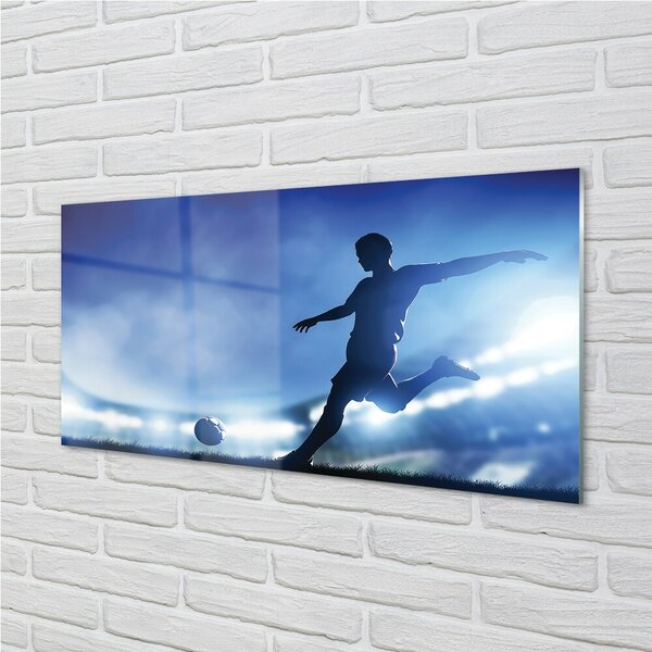 Quadro vetro Uomo luci blu 100x50 cm 2 appendini