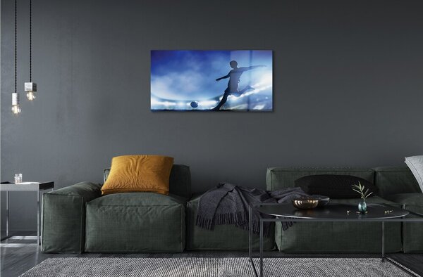 Quadro vetro Uomo luci blu 100x50 cm 2 appendini