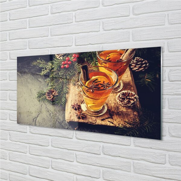 Quadro in vetro Chiodi di garofano per il tè invernale 100x50 cm 2 appendini