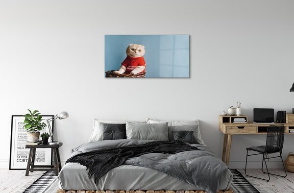 Quadro in vetro Gatto seduto 100x50 cm 2 appendini