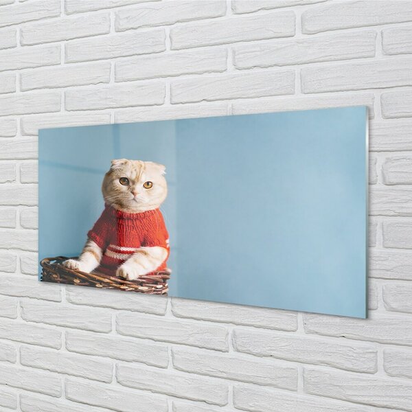 Quadro in vetro Gatto seduto 100x50 cm 2 appendini
