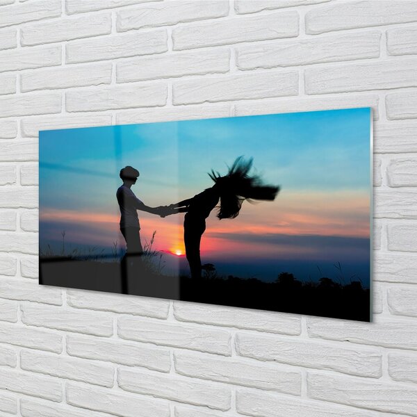 Quadro di vetro Persone cielo ovest 100x50 cm 2 appendini