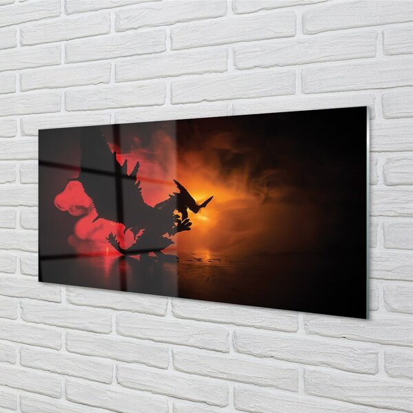 Quadro vetro Drago della nuvola nera 100x50 cm 2 appendini