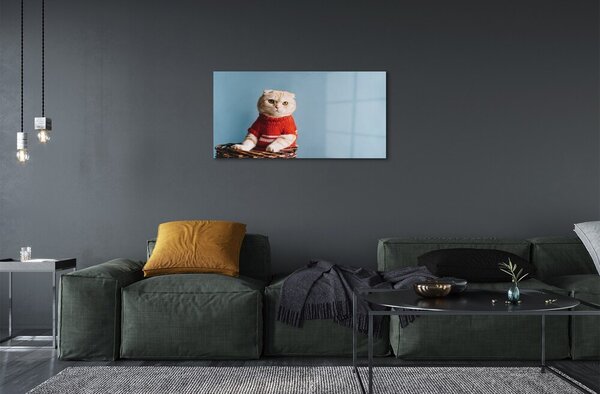 Quadro in vetro Gatto seduto 100x50 cm 2 appendini