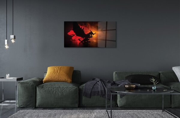 Quadro vetro Drago della nuvola nera 100x50 cm 2 appendini