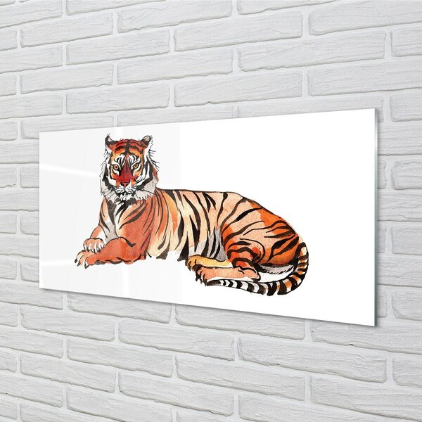 Quadro su vetro Tigre dipinta 100x50 cm 2 appendini