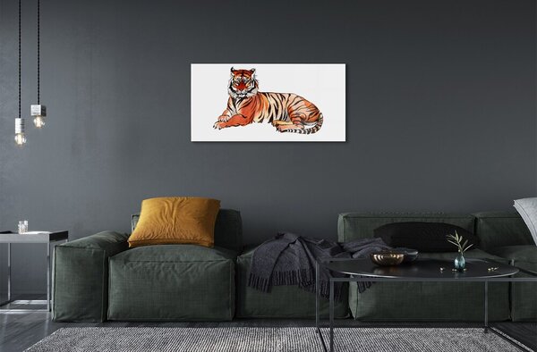 Quadro su vetro Tigre dipinta 100x50 cm 2 appendini
