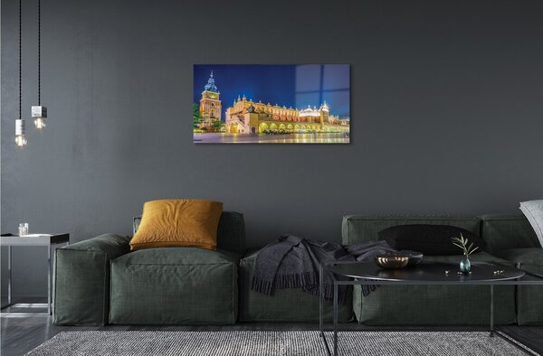 Quadro in vetro Cracovia notte sukiennice 100x50 cm 2 appendini