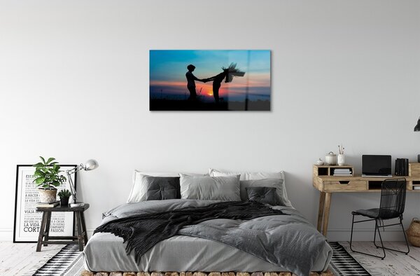 Quadro di vetro Persone cielo ovest 100x50 cm 2 appendini