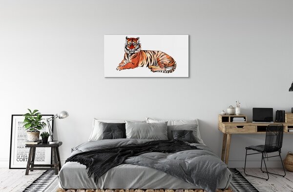 Quadro su vetro Tigre dipinta 100x50 cm 2 appendini