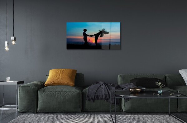 Quadro di vetro Persone cielo ovest 100x50 cm 2 appendini