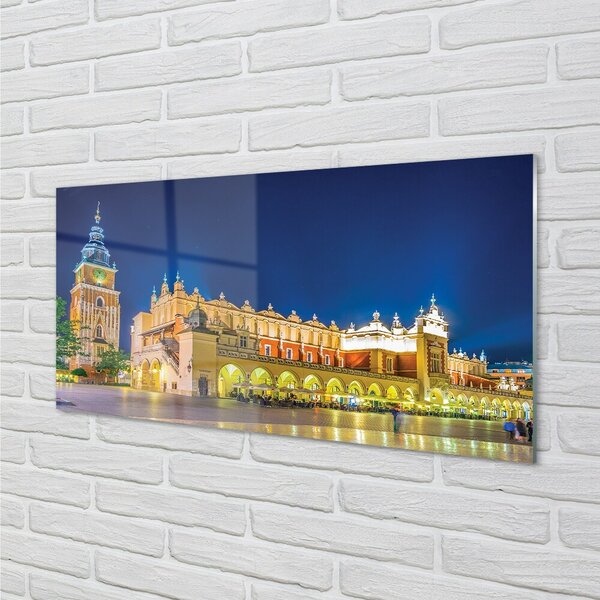 Quadro in vetro Cracovia notte sukiennice 100x50 cm 2 appendini