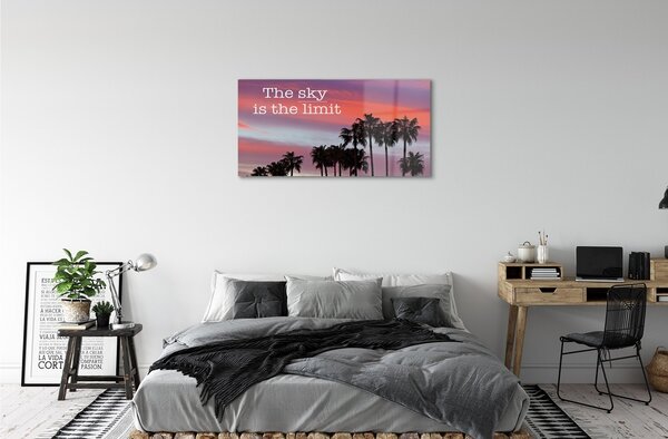 Quadro di vetro Palme al tramonto 100x50 cm 2 appendini