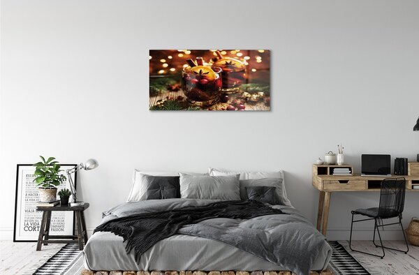Quadro in vetro Tè invernale alla cannella 100x50 cm 2 appendini