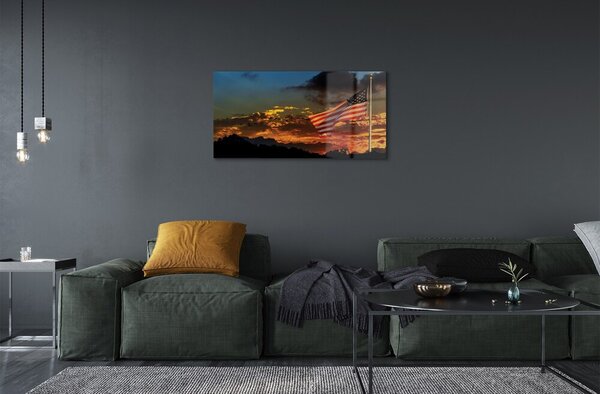 Quadro su vetro Bandiera stati uniti 100x50 cm 2 appendini