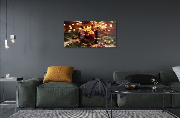 Quadro in vetro Tè invernale alla cannella 100x50 cm 2 appendini