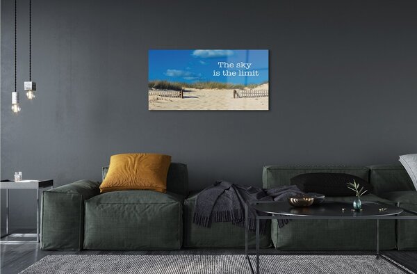 Quadro di vetro Iscrizione beach sky 100x50 cm 2 appendini