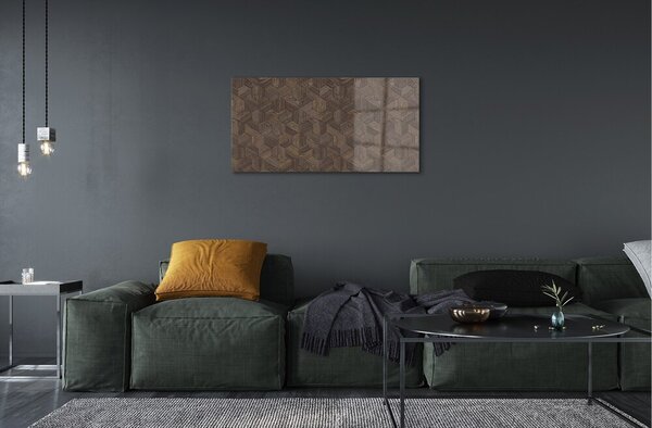 Quadro in vetro Esagoni di legno 100x50 cm 2 appendini