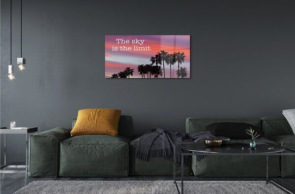 Quadro di vetro Palme al tramonto 100x50 cm 2 appendini