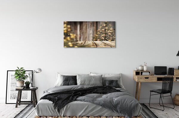 Quadro di vetro Luci per l'albero di natale 100x50 cm 2 appendini