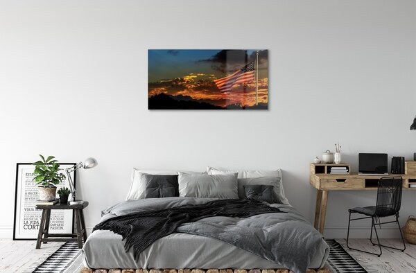 Quadro su vetro Bandiera stati uniti 100x50 cm 2 appendini