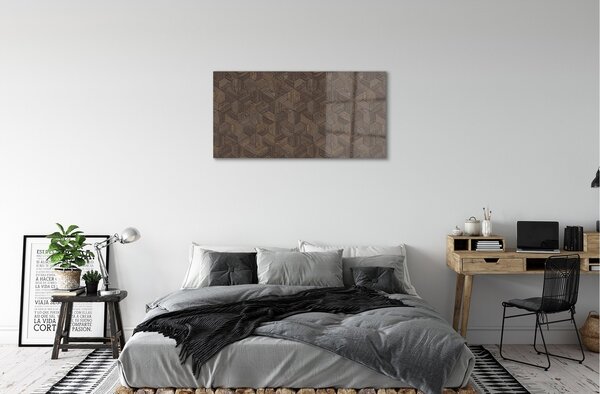 Quadro in vetro Esagoni di legno 100x50 cm 2 appendini