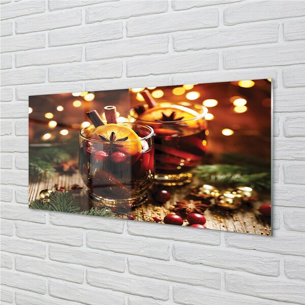 Quadro in vetro Tè invernale alla cannella 100x50 cm 2 appendini