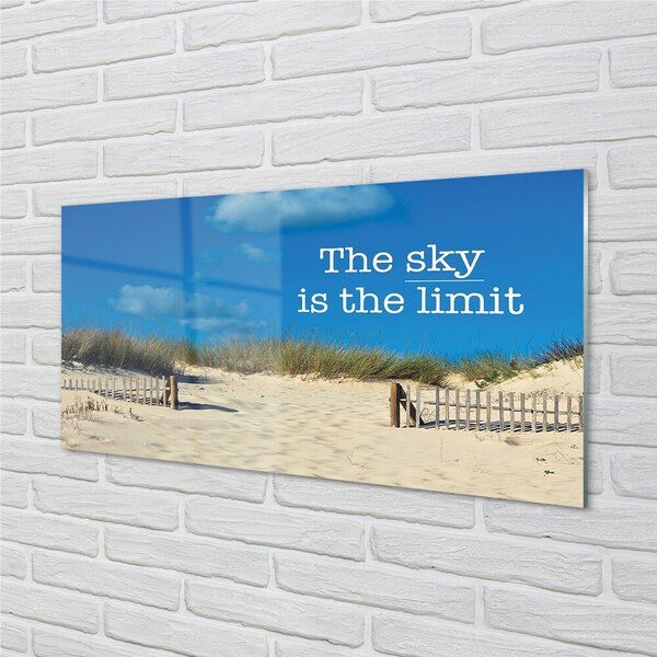 Quadro di vetro Iscrizione beach sky 100x50 cm 2 appendini
